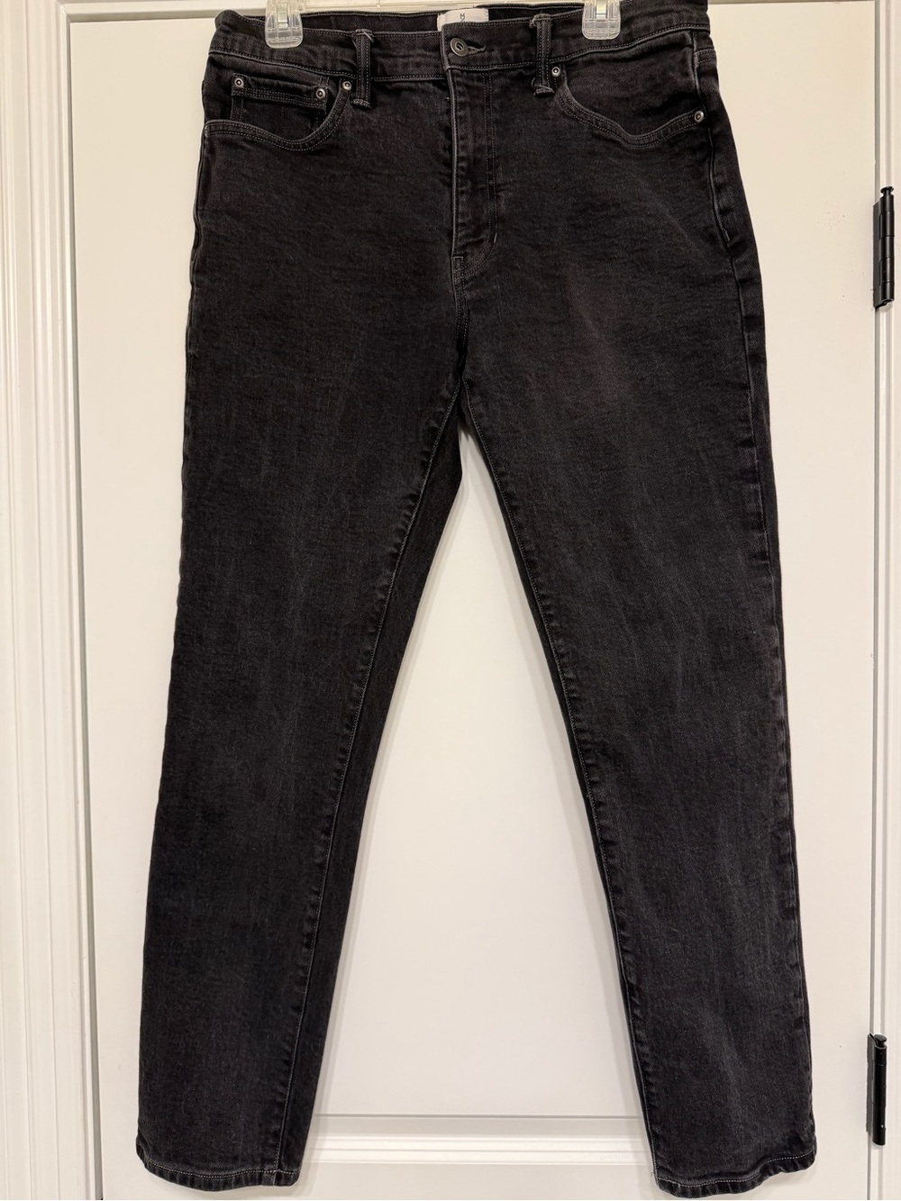 Mutual Weave Men's Tapered Gray Denim Jeans Dark Wash Stretch 5-Pocket Zip 34x32